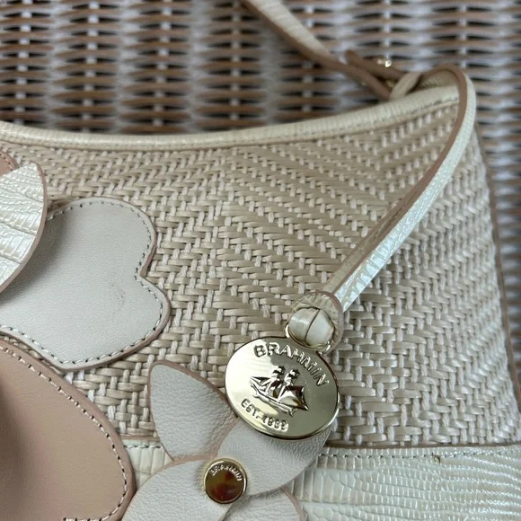 Brahmin Anytime Mini Bag in Crème Mairamonte with 3DFlower Motiffs Leather - Picture 5 of 7